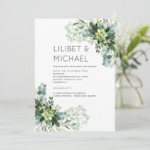 Eukalyptus Greenerity Wedding Foliage Babys Atem Einladung (Stehend Vorderseite)