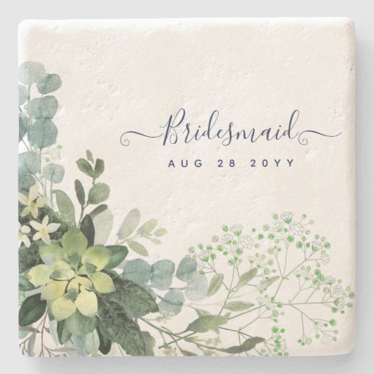 Eukalyptus Greenerity Wedding Foliage Babys Atem Steinuntersetzer (Vorderseite)