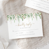 Eukalyptus Greenerity Wedding Gold Glitzer RSVP Karte