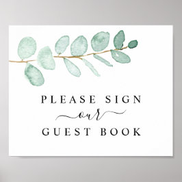Eukalyptus Greenerity Wedding Guest Book Sign Poster