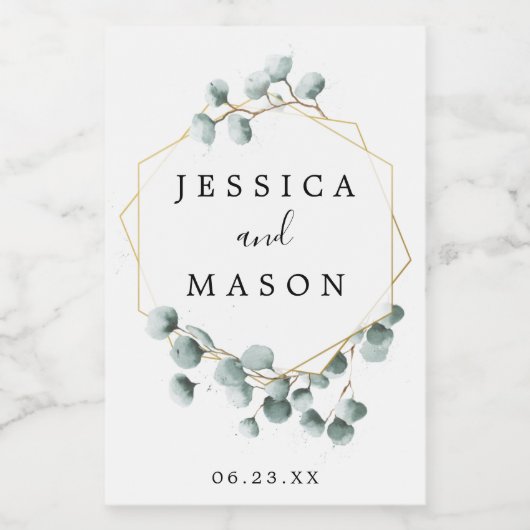 Eukalyptus Greenerity Wedding Mini Wine Labels Weinetikett (Einzelnes Label)