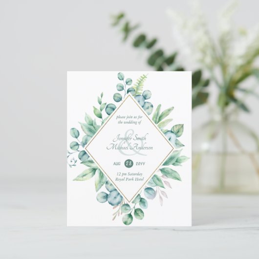Eukalyptus Greenerity Wedding Modern Invites (Stehend Vorderseite)