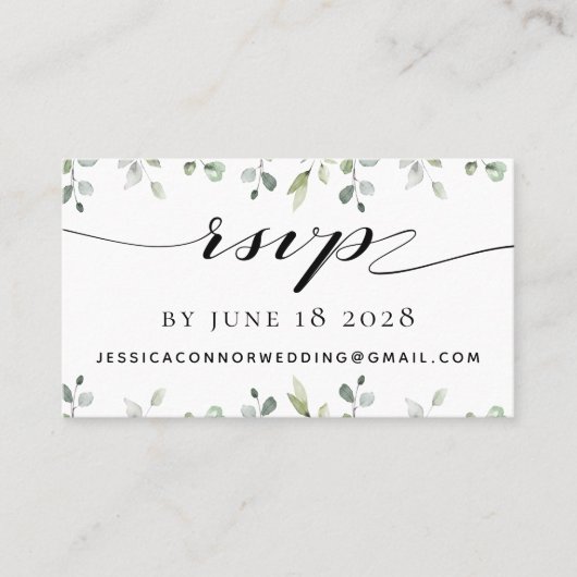 Eukalyptus Greenerity Wedding Online RSVP Card Visitenkarte (Vorderseite)