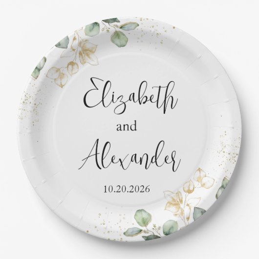 Eukalyptus Greenerity Wedding Paper Plate Pappteller (Vorderseite)