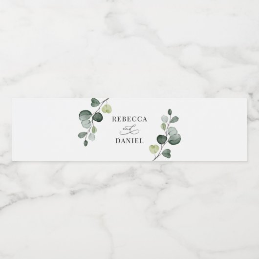 Eukalyptus Greenerity Wedding Personalisiert Wasserflaschenetikett (Einzelnes Label)
