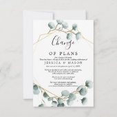 Eukalyptus Greenerity Wedding Postponed Announceme Einladung (Vorderseite)