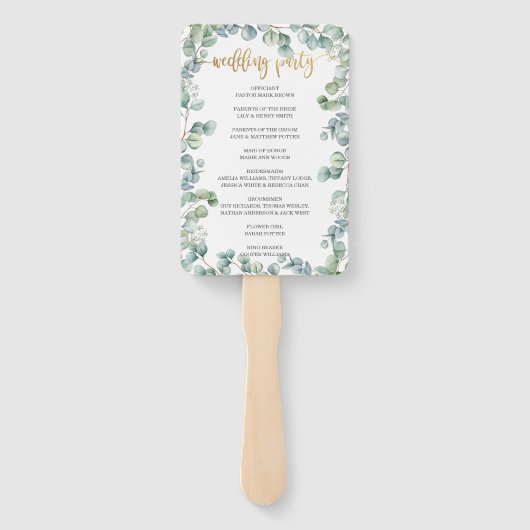 Eukalyptus Greenerity Wedding Program Fächer (Rückseite)