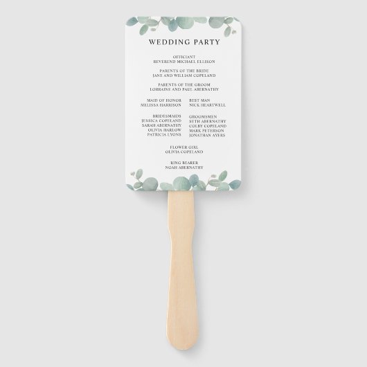 Eukalyptus Greenerity Wedding Program Fächer (Rückseite)