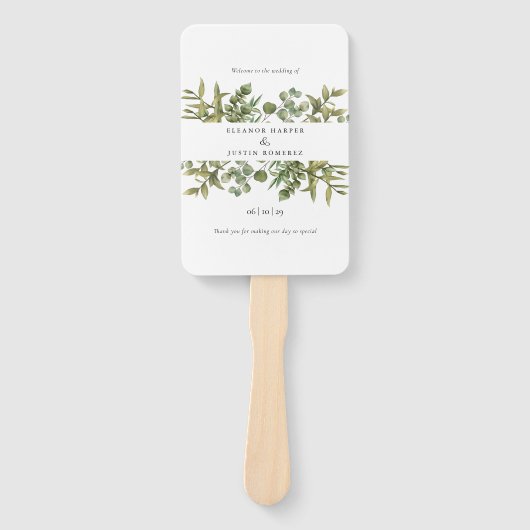 Eukalyptus Greenerity Wedding Program Woodland Fächer (Vorderseite)