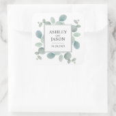 Eukalyptus Greenerity Wedding Quadratischer Aufkleber (Tasche)