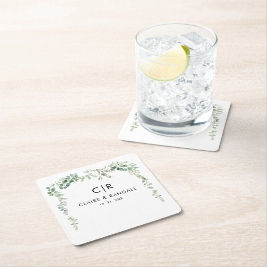 Eukalyptus Greenerity Wedding Rechteckiger Pappuntersetzer (Vor Ort)