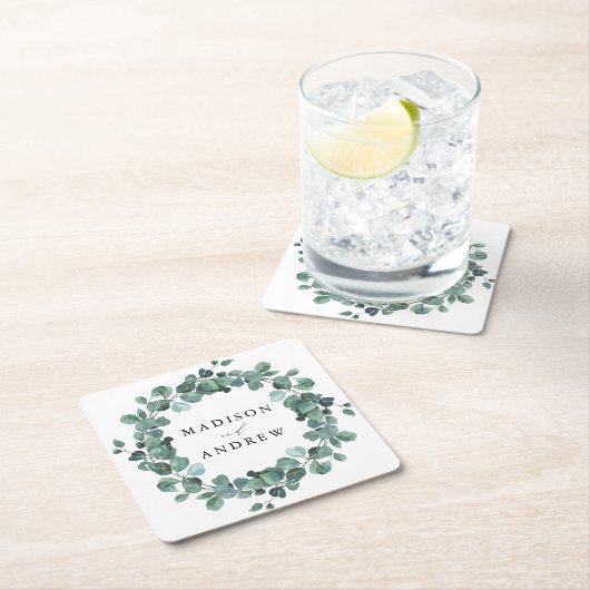 Eukalyptus Greenerity Wedding Rechteckiger Pappuntersetzer (Vor Ort)