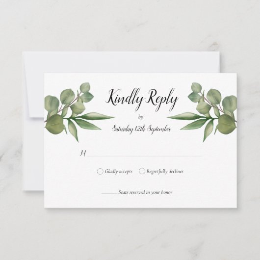 Eukalyptus Greenerity Wedding RSVP (Vorderseite)