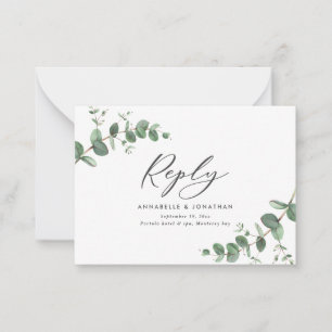 Eukalyptus Greenerity Wedding RSVP-Antwort Mitteilungskarte
