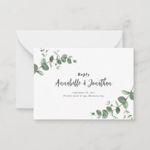 Eukalyptus Greenerity Wedding RSVP Antwort Mitteilungskarte