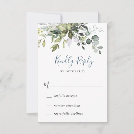 Eukalyptus Greenerity Wedding RSVP Card (Vorderseite)