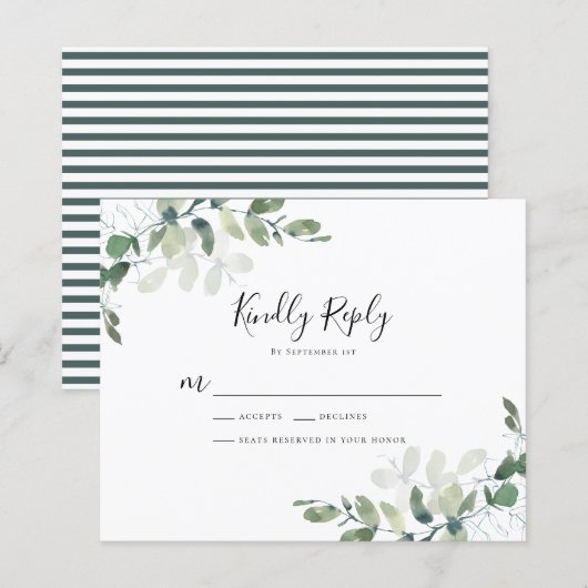 Eukalyptus Greenerity Wedding RSVP Card (Vorne/Hinten)