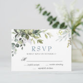 Eukalyptus Greenerity Wedding RSVP Card (Stehend Vorderseite)