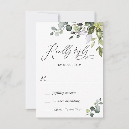 Eukalyptus Greenerity Wedding RSVP Card Karte (Vorderseite)
