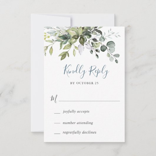 Eukalyptus Greenerity Wedding RSVP Card Karte (Vorderseite)
