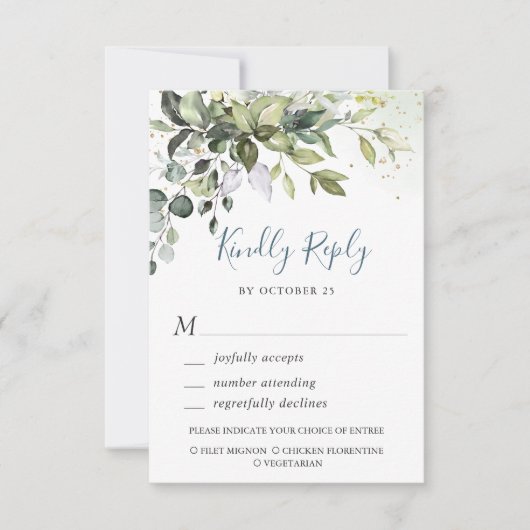 Eukalyptus Greenerity Wedding RSVP Card Karte (Vorderseite)