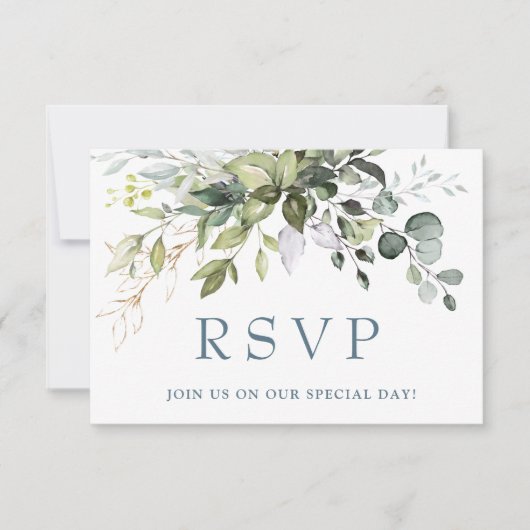 Eukalyptus Greenerity Wedding RSVP Card Karte (Vorderseite)