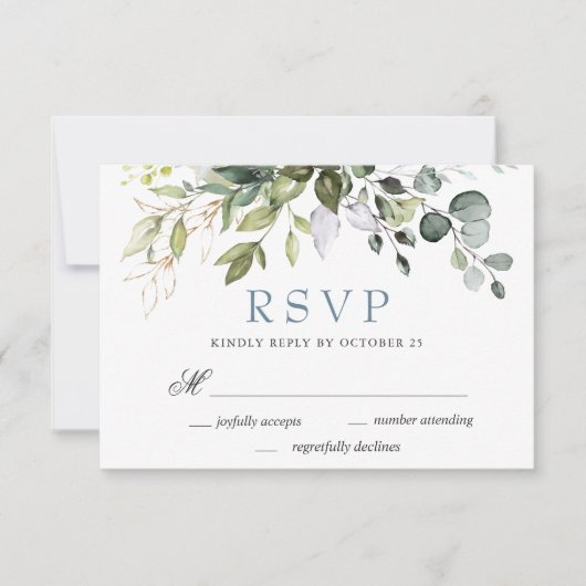 Eukalyptus Greenerity Wedding RSVP Card Karte (Vorderseite)
