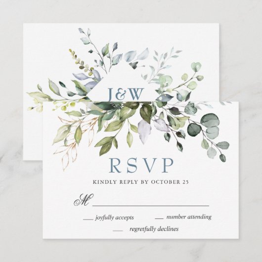 Eukalyptus Greenerity Wedding RSVP Card Karte (Vorne/Hinten)