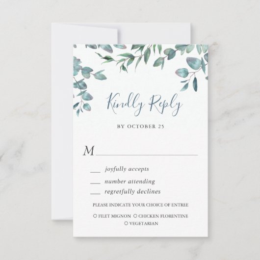 Eukalyptus Greenerity Wedding RSVP Card Karte (Vorderseite)