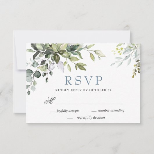 Eukalyptus Greenerity Wedding RSVP Card Karte (Vorderseite)