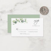 Eukalyptus Greenerity Wedding RSVP Card Mitteilungskarte (Vorderseite/Rückseite Beispiel)