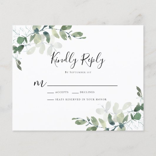Eukalyptus Greenerity Wedding RSVP Flyer (Vorne)