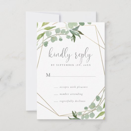 Eukalyptus Greenerity Wedding RSVP Karte (Vorderseite)