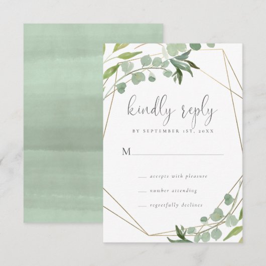 Eukalyptus Greenerity Wedding RSVP Karte (Vorne/Hinten)