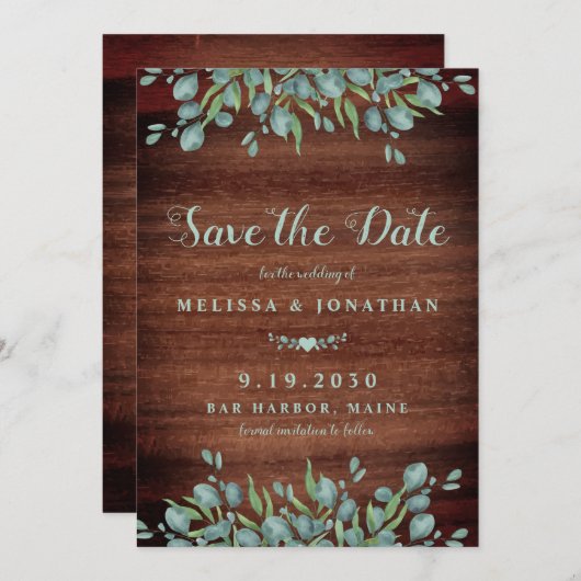 Eukalyptus Greenerity Wedding Save The Date (Vorne/Hinten)