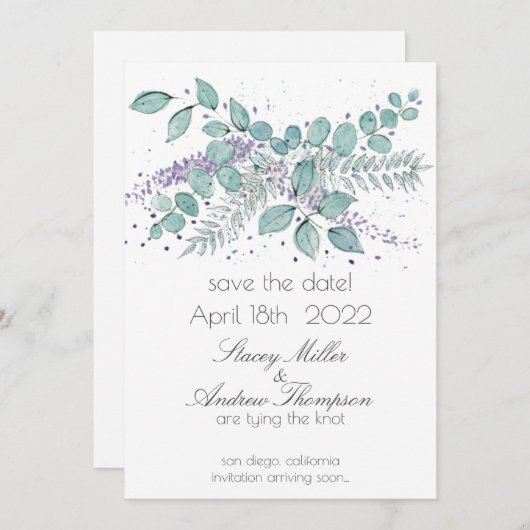 Eukalyptus Greenerity Wedding Save The Date (Vorne/Hinten)