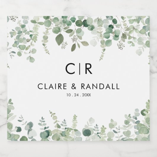 Eukalyptus Greenerity Wedding Schaumweinetikett (Einzelnes Label)