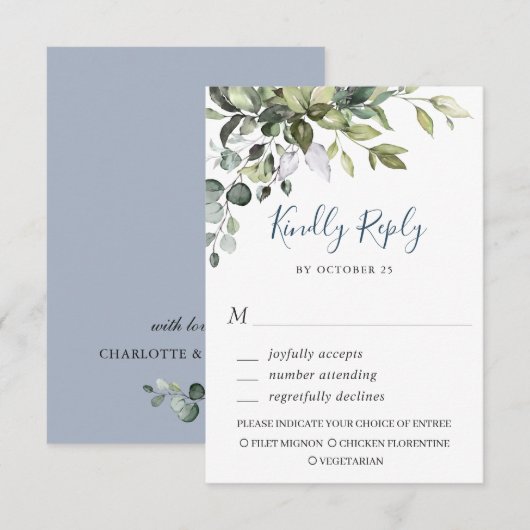 Eukalyptus Greenerity Wedding Simple RSVP Karte (Vorne/Hinten)