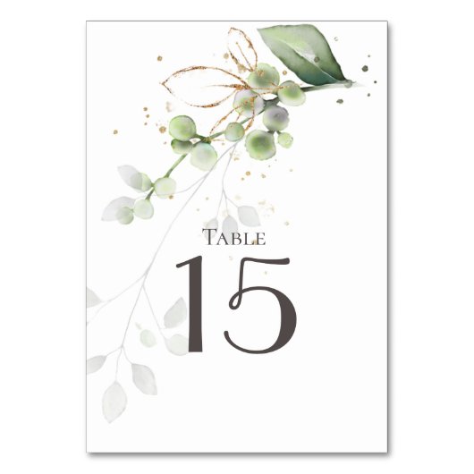 Eukalyptus Greenerity Wedding Table Card Tischnummer (Vorderseite)