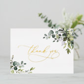 Eukalyptus Greenerity Wedding Vielen Dank Gold Folieneinladung (Stehend vorne)