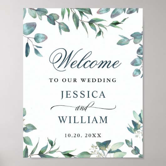 Eukalyptus Greenerity Wedding Welcome Poster (Vorne)
