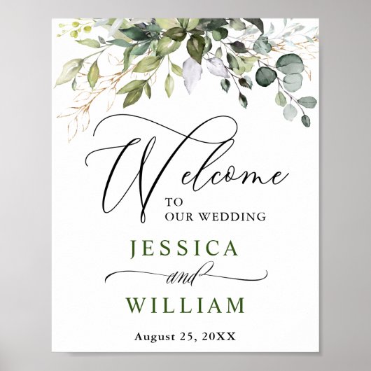 Eukalyptus Greenerity Wedding Welcome Poster (Vorne)