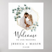 Eukalyptus Greenerity Wedding Welcome Sign mit Fot Poster (Vorne)