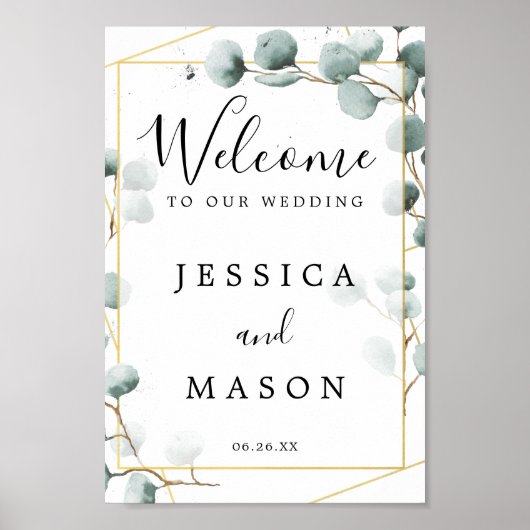 Eukalyptus Greenerity Wedding Welcome Sign Poster (Vorne)