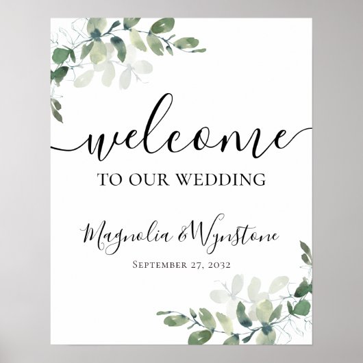 Eukalyptus Greenerity Wedding Welcome Sign Poster (Vorne)
