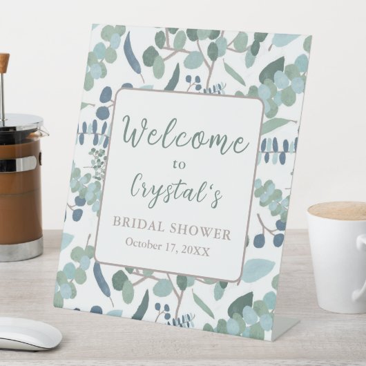 Eukalyptus Greenerity Welcome Brautparty Sign Sockelschild (In Situ)