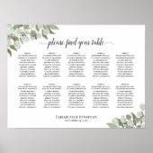 Eukalyptus Greenery 10 Table Wedding Seating Chart Poster (Vorne)