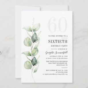 Eukalyptus Greenery 60. Geburtstagsparty Einladung
