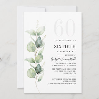 Eukalyptus Greenery 60. Geburtstagsparty Einladung