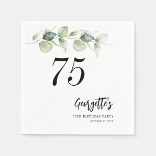 Eukalyptus Greenery 75. Geburtstagspapier Serviette